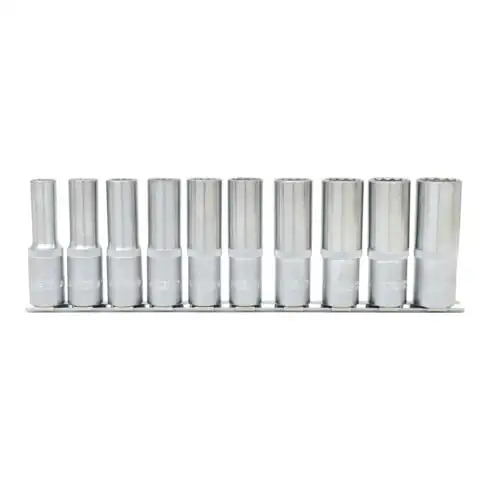 1/2" Jeu de douilles 12 pans, longues, 10 pcs.