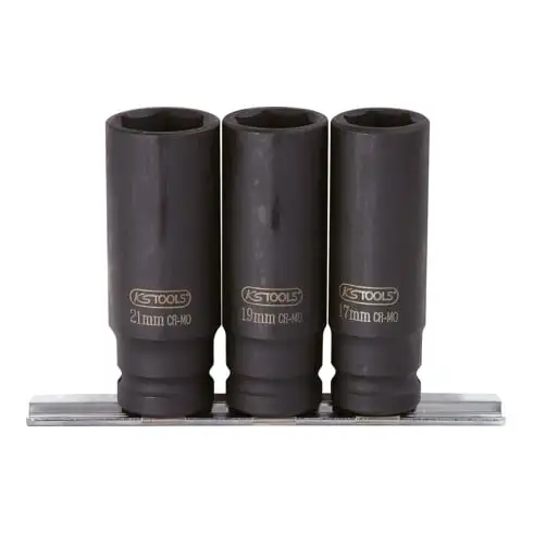 1/2" Jeu de douilles à chocs 6 pans, longues, 3 pcs.