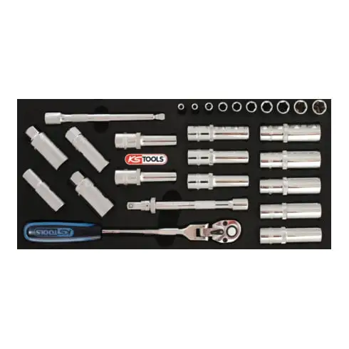 1/4"-1/2" CHROMEplus Module de clés à bougies, 27 pcs., modules système 1/3