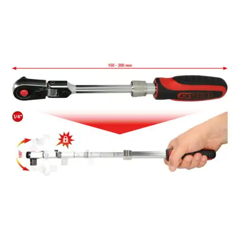 1/4" SlimPOWERCliquet réversible d'articulation de télescope, 72 crans