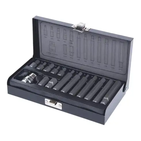 10mm Coffret d'embouts, 15 pcs., 6 pans