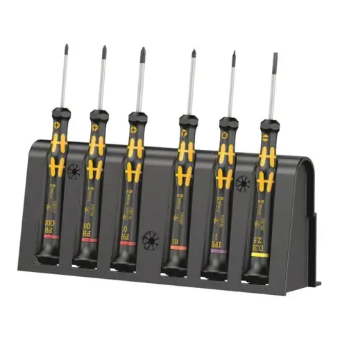 1550/6 ESD Jeu de tournevis électronicien + Rack, 6 pièces