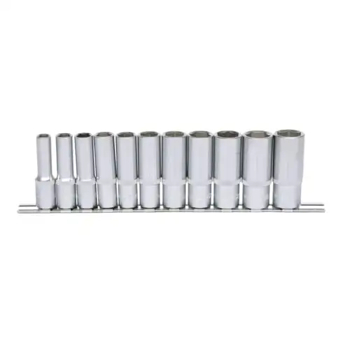 3/8" Jeu de douilles 6 pans, longues, 11 pcs. 8-19 mm
