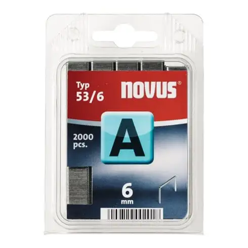 Agrafe fine 53 largeur de l'agrafe 11,3 mm 6 mm 0,75 mm - 2000 un. NOVUS