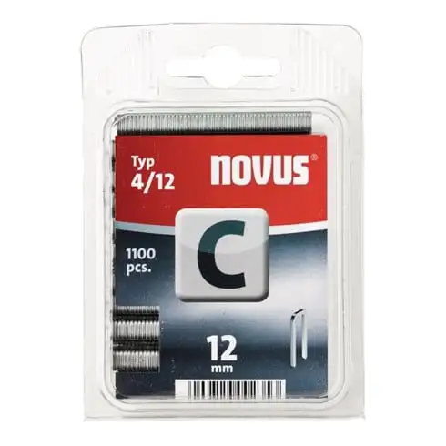 Agrafes à dos étroit l. 6 mm L. manche 12 mm l. fil 1,1 mm 1100 un. / carton NOV