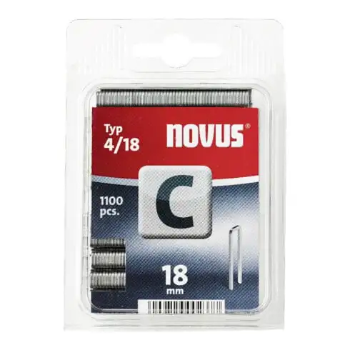 Agrafes à dos étroit l. 6 mm L. manche 18 mm l. fil 1,1 mm 1100 un. / carton NOV