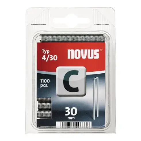 Agrafes à dos étroit l. 6 mm L. manche 30 mm l. fil 1,1 mm 1100 un. / carton NOV