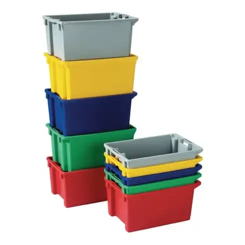 Bacs gerbables-emboîtables PP rouge L400xl280xH180mm