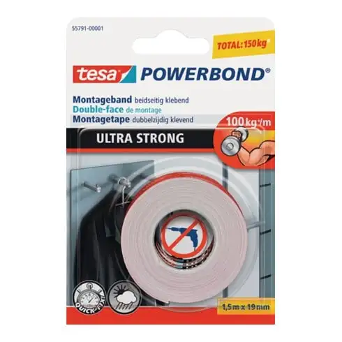 Bande adhésive de montage Powerbond® 55791 L. 1,5 m l. 19 mm transparent Rouleau