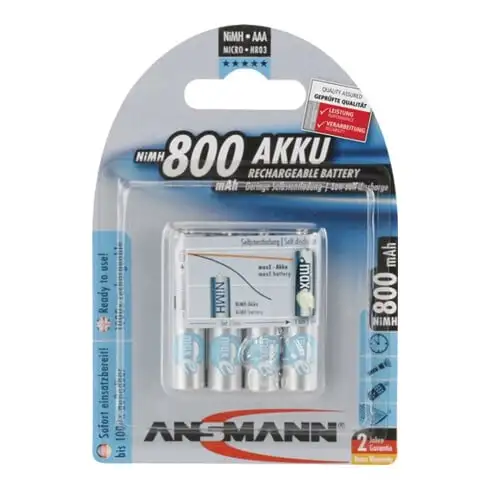 Pile rechargeable 800 mAh 1,2V Micro NiMH ANSMANN 1,2V/Blister.