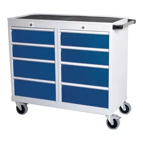 Bedrunka+Hirth Table de travail B1060xT500xH1005mm Hêtre Multiplex hêtre gris clair signal bleu N° Schubl.8