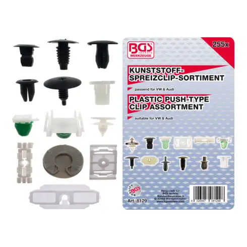 BGS Assortiment d'agrafes d’habillage pour VW 255 pièces