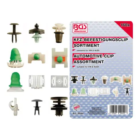 BGS Assortiment de clips de fixation automobiles pour Audi & VW 160 pièces