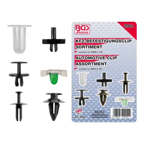 BGS Assortiment de clips de fixation automobiles pour BMW & VW 290 pièces