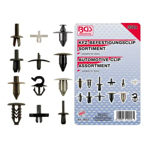 BGS Assortiment de clips de fixation automobiles pour Volvo 350 pièces