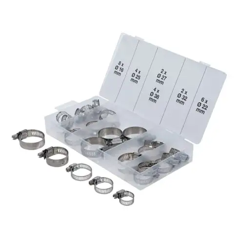 BGS Assortiment de colliers de serrage inoxydable Ø 16 - 38 mm 26 pièces