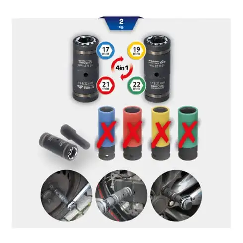 Brilliant Tools 1/2" Kit de douilles à chocs 4-en-1, 2 pcs