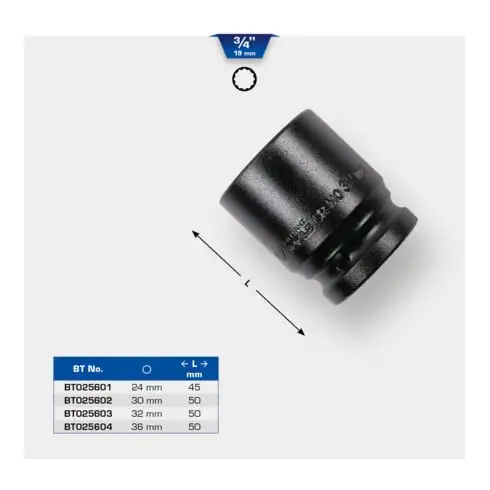 Brilliant Tools Douille à chocs 12 pans 3/4", 24 mm, version courte