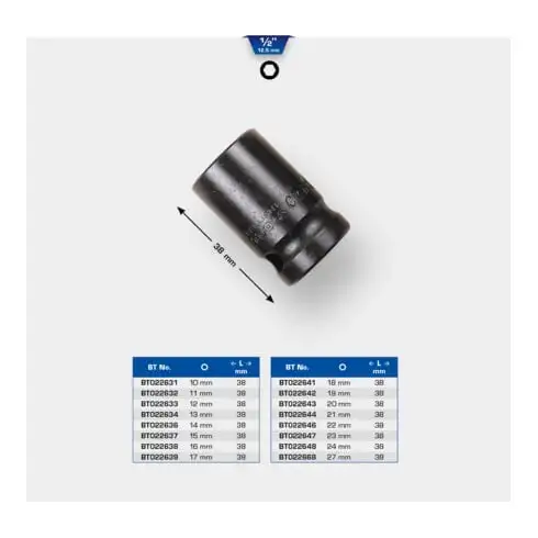 Brilliant Tools Douille à chocs 6 pans 1/2" 10 mm, version courte