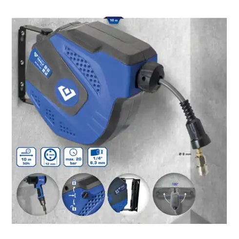 Brilliant Tools Enrouleur avec tuyau Ø 8 mm x 10 m