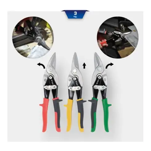 Brilliant Tools Jeu de cisailles à tôle, 3 pcs
