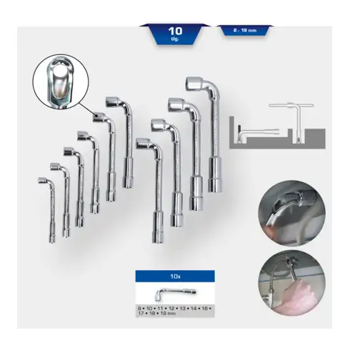 Brilliant Tools Jeu de clés à douille doubles, 10 pcs