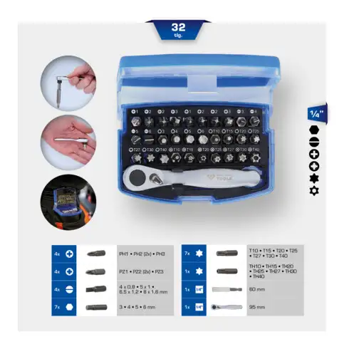 Brilliant Tools Jeu d’embouts avec embout pour cliquet réversible, 32 pcs