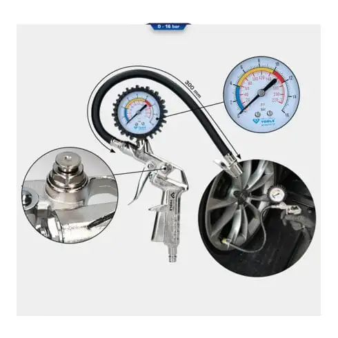 Brilliant Tools Testeur de pression des pneus, 0-16 bars