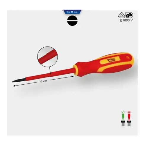 Brilliant Tools Tournevis plat VDE 3, 0 x 75 mm
