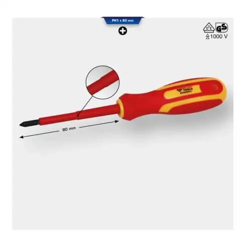 Brilliant Tools Tournevis plat VDE PH1 x 80 mm