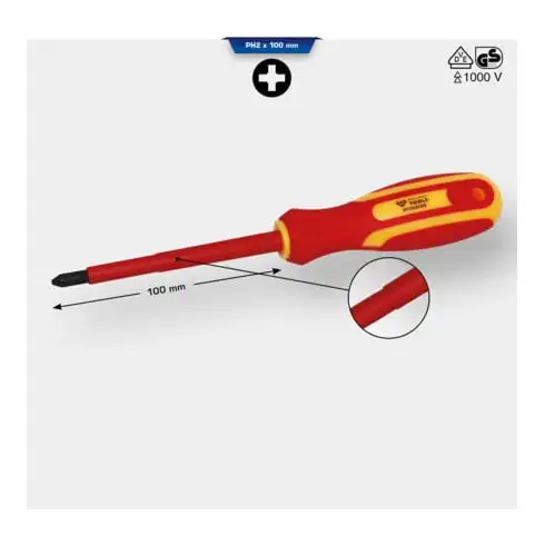 Brilliant Tools Tournevis plat VDE PH2 x 100 mm