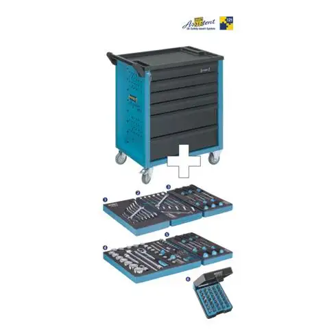 Chariot d'atelier HAZET avec assortiment 177-6/121 121 pièces