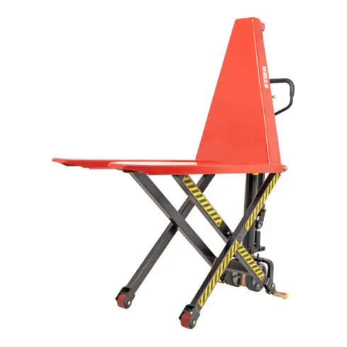 Chariot élévateur à ciseaux STIER, capacité de charge 1 000 kg, hauteur de levée 800 mm avec système Quicklift manuel