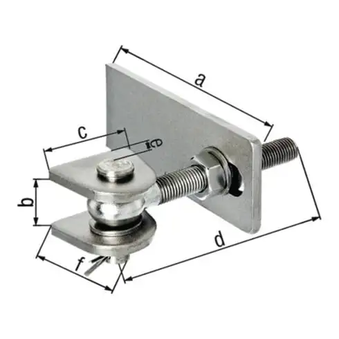 Charnière de porte 75x19x44x44x120x25x45mm STA brut GAH