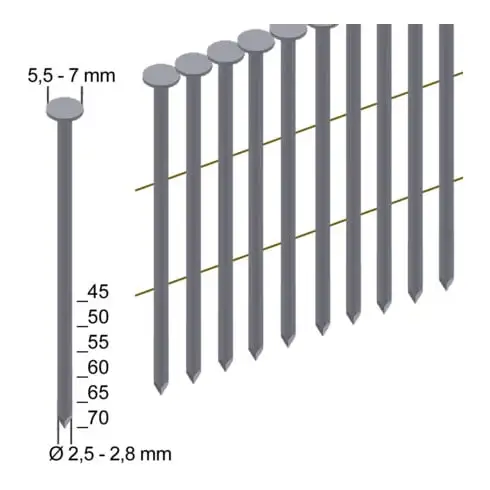 Clous de prébena CNW25/65BK longueur d'ébauche 65 mm