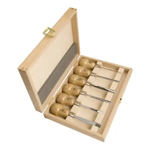 Coffret de 6 burins sculpteurs Kirschen avec manche en poire 6 - pcs. dans un coffret en bois
