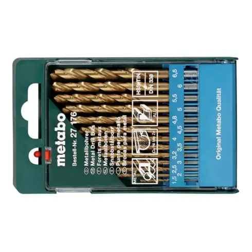 Coffret de forets HSS-TiN, 13 pièces metabo