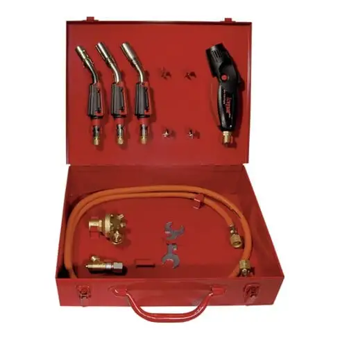 Ensemble de brasage fort/tendre Lomat PIEZO-3 en valise en tôle d'acier 8-pces p