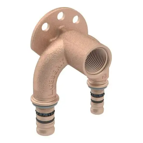 Geberit Coude double raccord Mepla d= 20mmxRp 1/2x20mm, 90°, laiton rouge