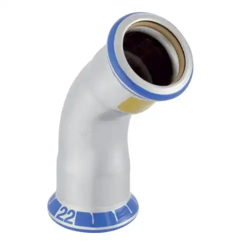 Geberit Coude gaz Mapress 45 degrés, acier inoxydable, d= 22 mm