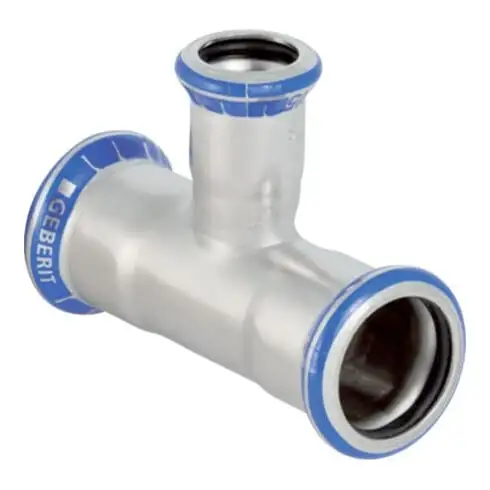 Geberit Té Mapress d 22x15x22mm, rouge, sans LABS, acier inoxydable