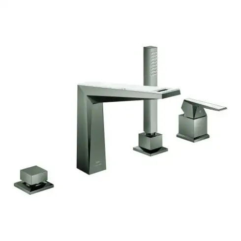 Grohe Allure Brilliant 4 trous combinaison baignoire P. C. levier avec insert, graphite dur brossé