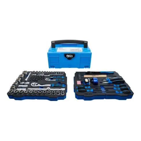 Jeux de douilles, marteaux, pinces, tournevis BGS 6,3 mm (1/4") / 12,5 mm (1/2") BGS systainer® 77 pièces