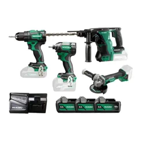 Kit HiKOKI perceuse-visseuse sans fil + visseuse à choc + Meuleuse d'angle + perforateur-burineur KC18DE-3