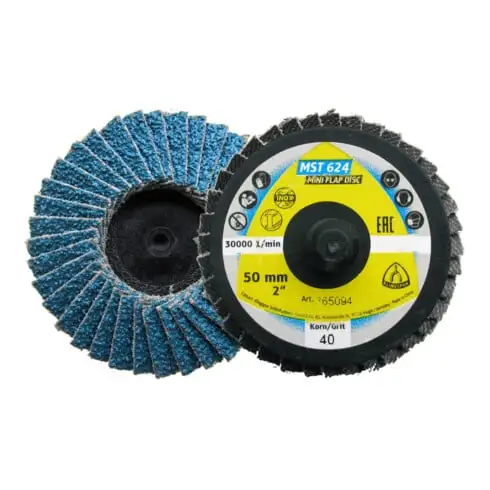 Disque à lamelles Klingspor MST 624 grain 120 75 mm bombé Quick Roll Connect