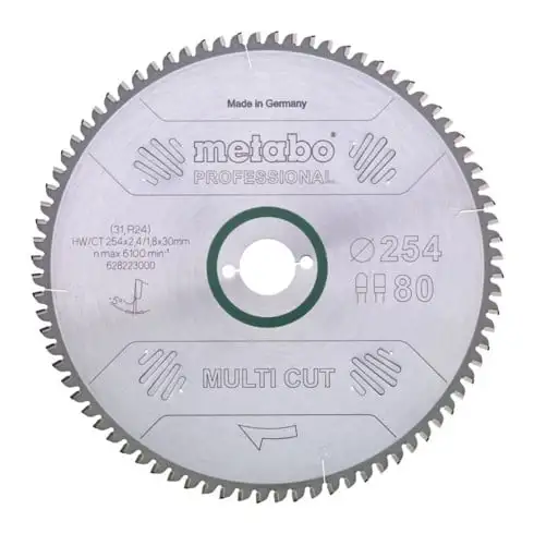 Lame de scie circulaire HW/CT 210 x 30 x 2,4/1,6, nombre de dents 64, affûtage en biseau alterné, angle d'attaque 10° metabo