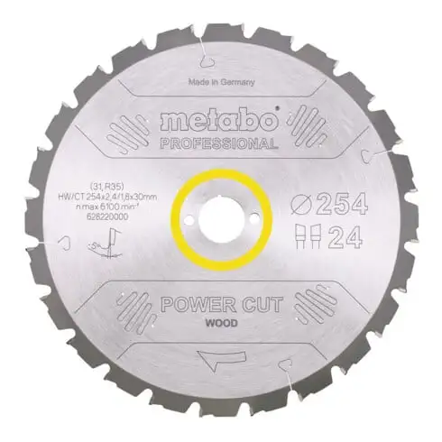 Lame de scie circulaire HW/CT 450 x 30 x 3,8/2,8, nombre de dents 66, affûtage en biseau alterné, angle d'attaque 15° metabo