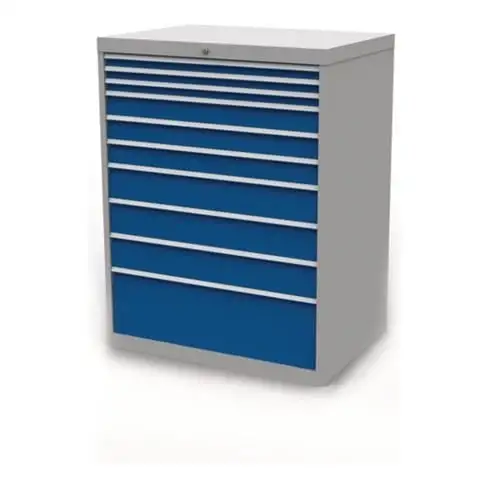 Meuble à tiroirs Bedrunka+Hirth H1319xL1005xP736mm gris clair/bleu signal 10 tiroirs