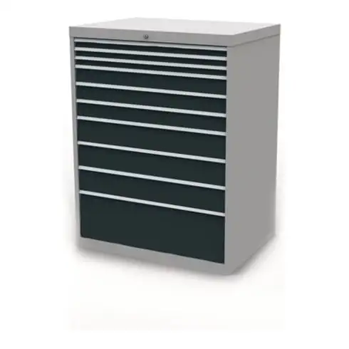 Meuble à tiroirs Bedrunka+Hirth H1319xL1005xP736mm gris clair/gris anthracite 10 tiroirs.