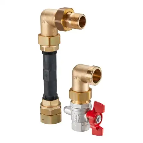 Oventrop Set de raccord pour compteur de chaleur, angle avec robinet à boisseau sphérique DN 20